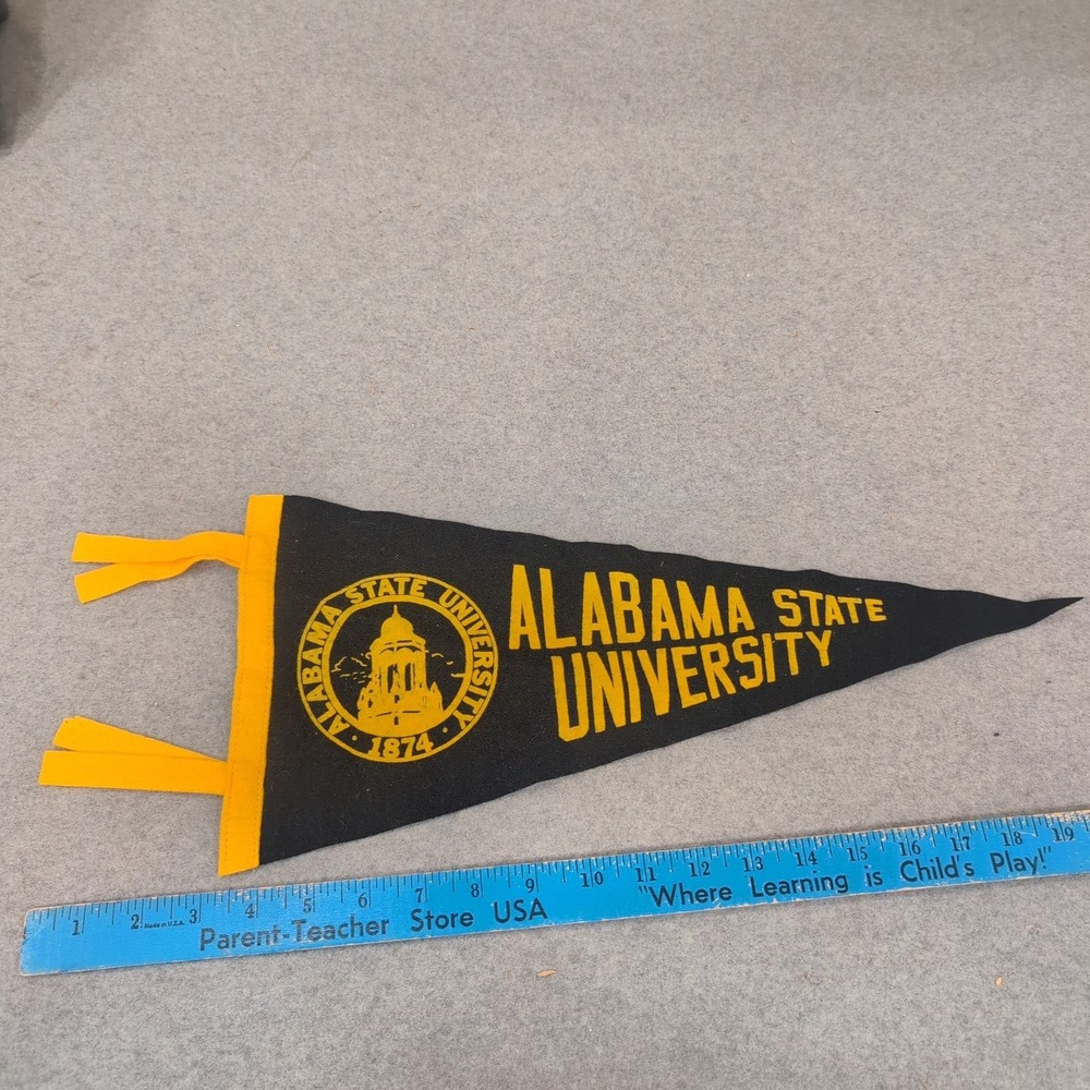 Vintage Alabama State University ASU Hornets Felt Pennant Black Yellow Logo - Picture 3 of 3